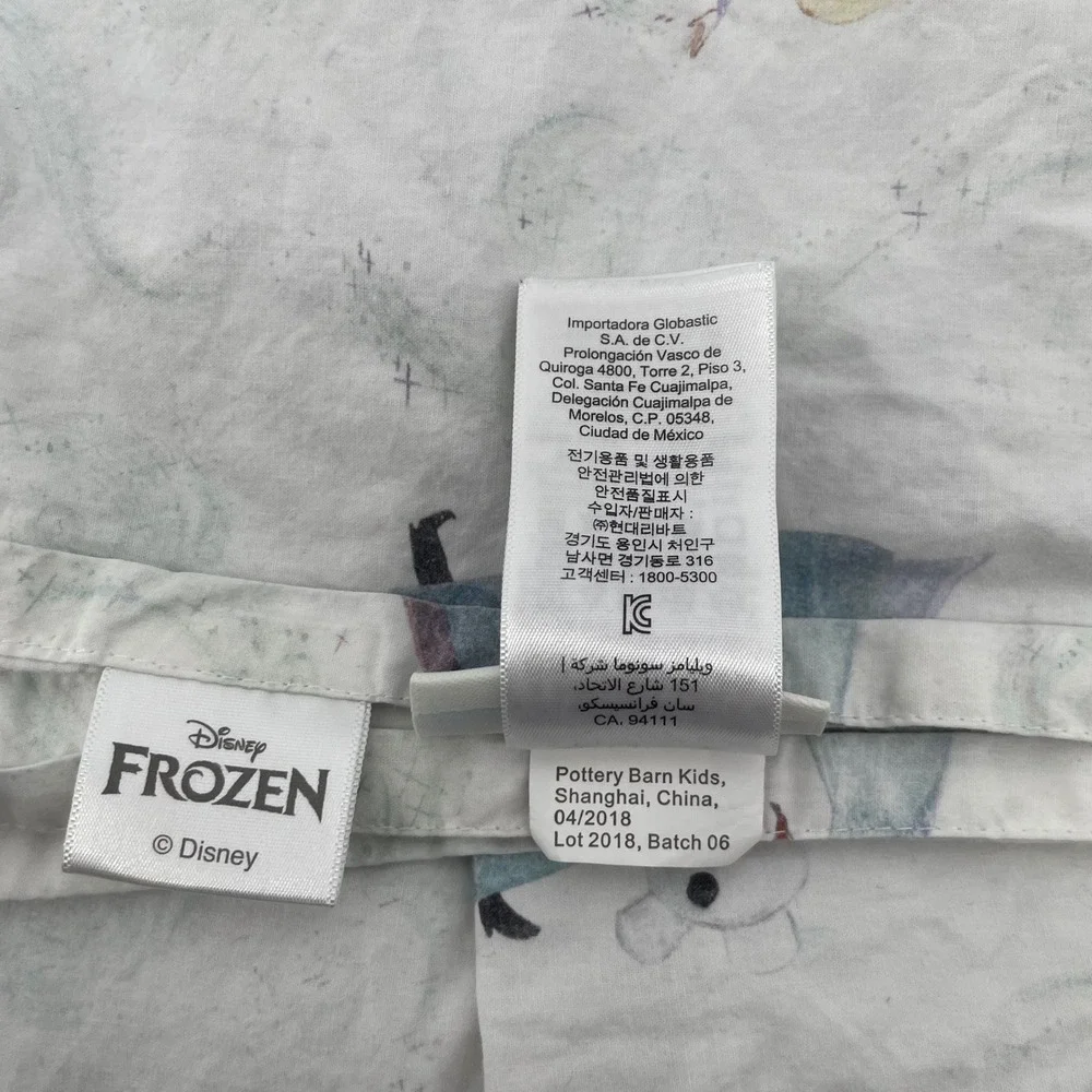 Pottery Barn Kids Disney Frozen Girls Queen White Organic Cotton Elsa Anna Sheet